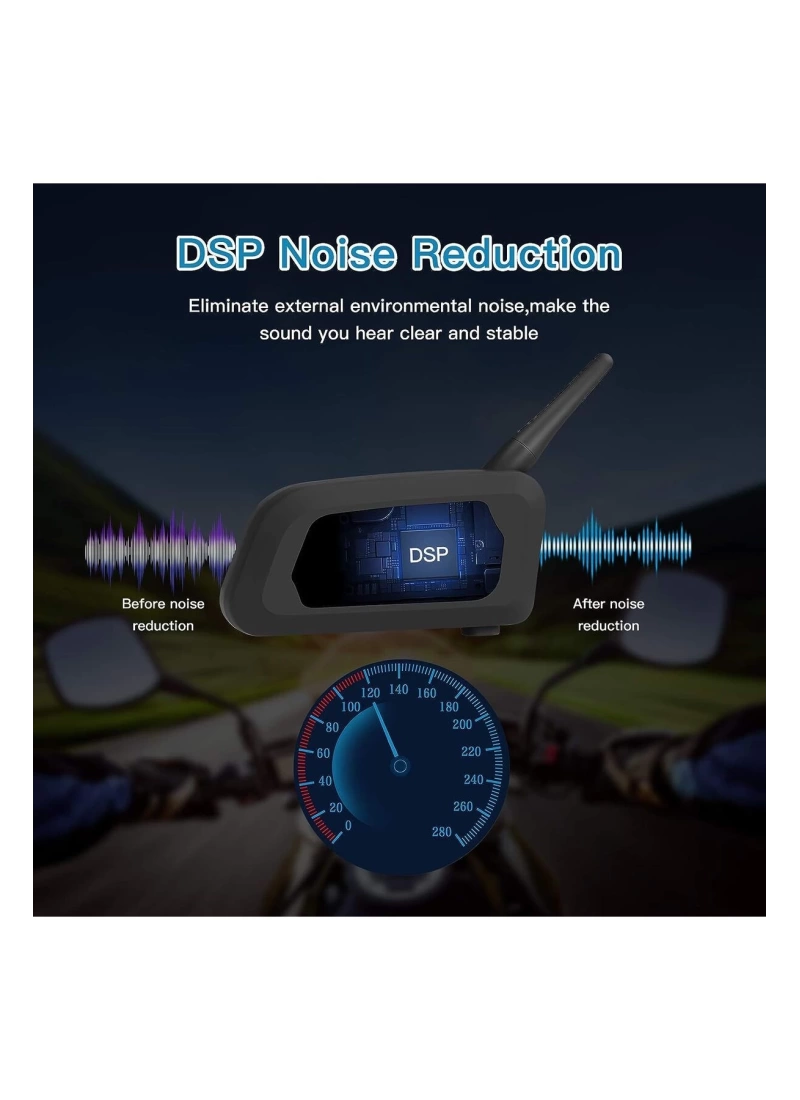 EJEAS V6Pro Motosiklet Bluetooth intercom, 1200m Mesafeli Kulaklık 6 Sürücü İletişim Sistemi İnterkom Su Geçirmez, GPS, DSP Gürültü Azaltma