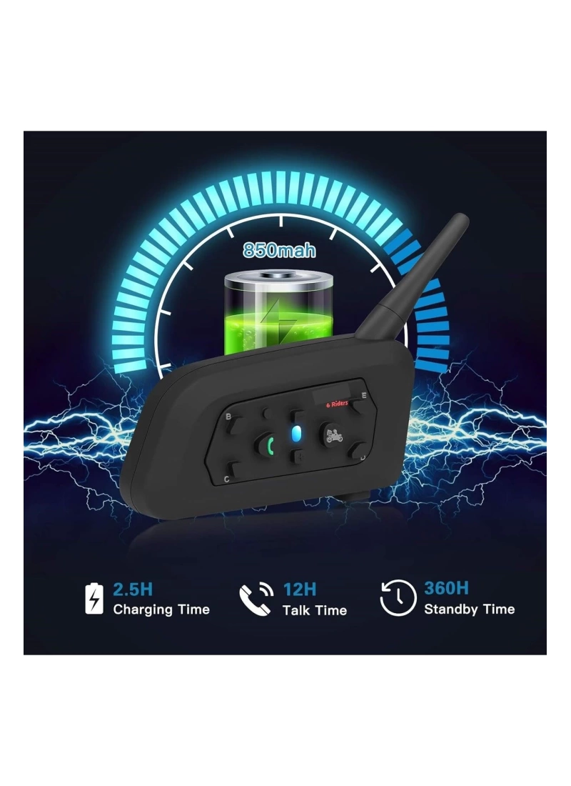 EJEAS V6Pro Motosiklet Bluetooth intercom, 1200m Mesafeli Kulaklık 6 Sürücü İletişim Sistemi İnterkom Su Geçirmez, GPS, DSP Gürültü Azaltma