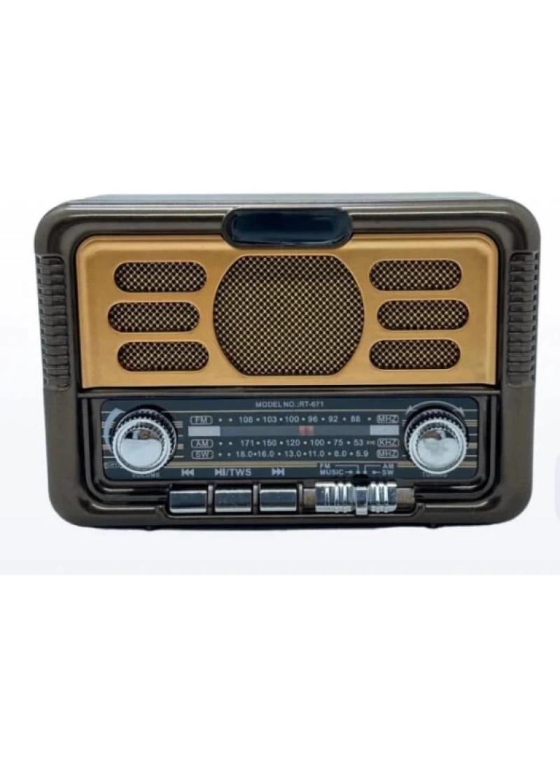 Everton Rt-671 Solar Powered Panel Bluetooth Wireless Nostalgic Radio