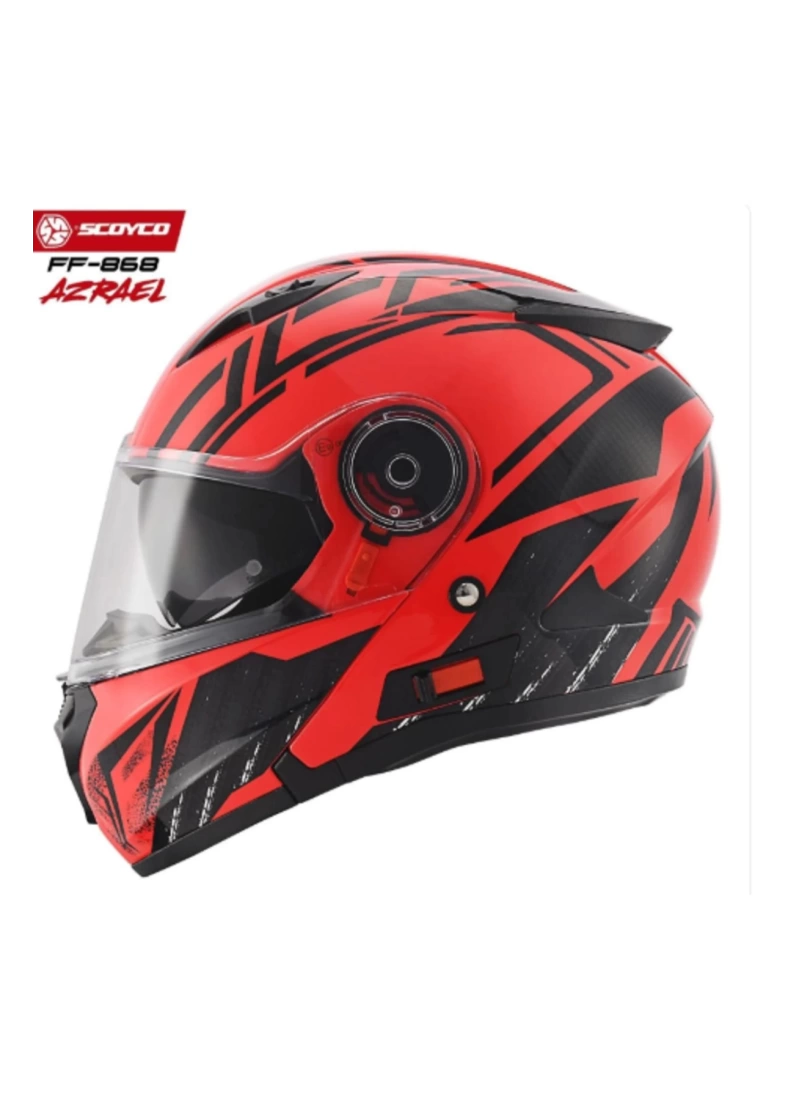 FF-868 Çene Açılır Kask Güneş Vi̇zörlü Azrael Kırmızı