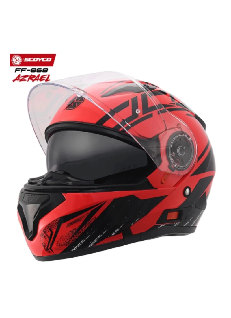 FF-868 Çene Açılır Kask Güneş Vi̇zörlü Azrael Kırmızı