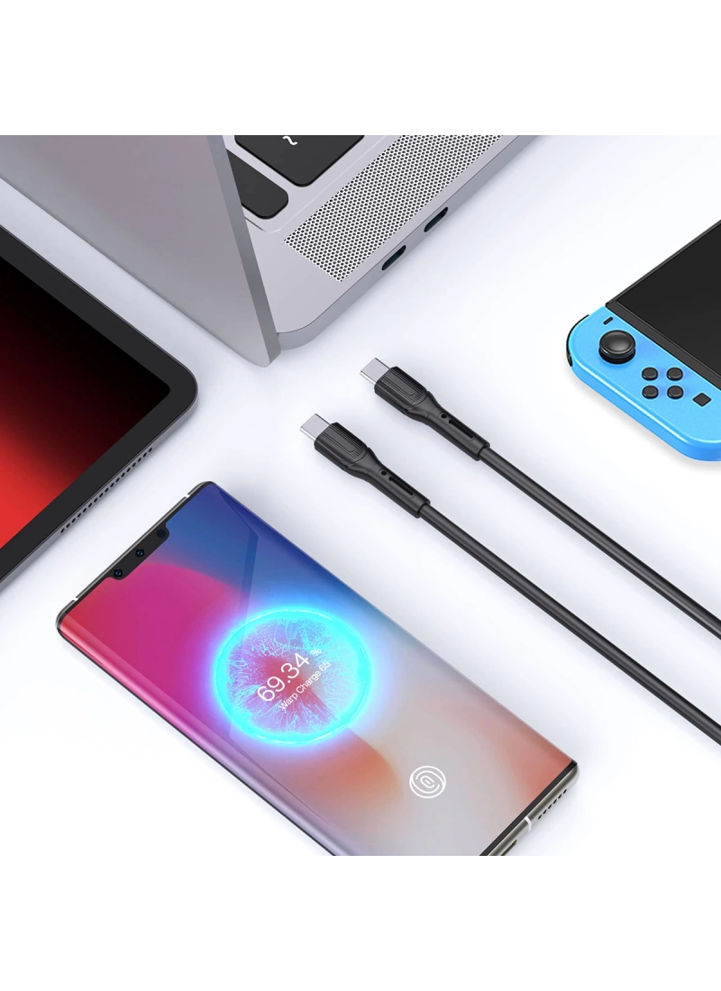 Hızlı Şarj Kablosu Armor Kablo Ucu Korumalı 100W Ultra Fast Charge Type-C To Type-C PD Data Kablo 1M