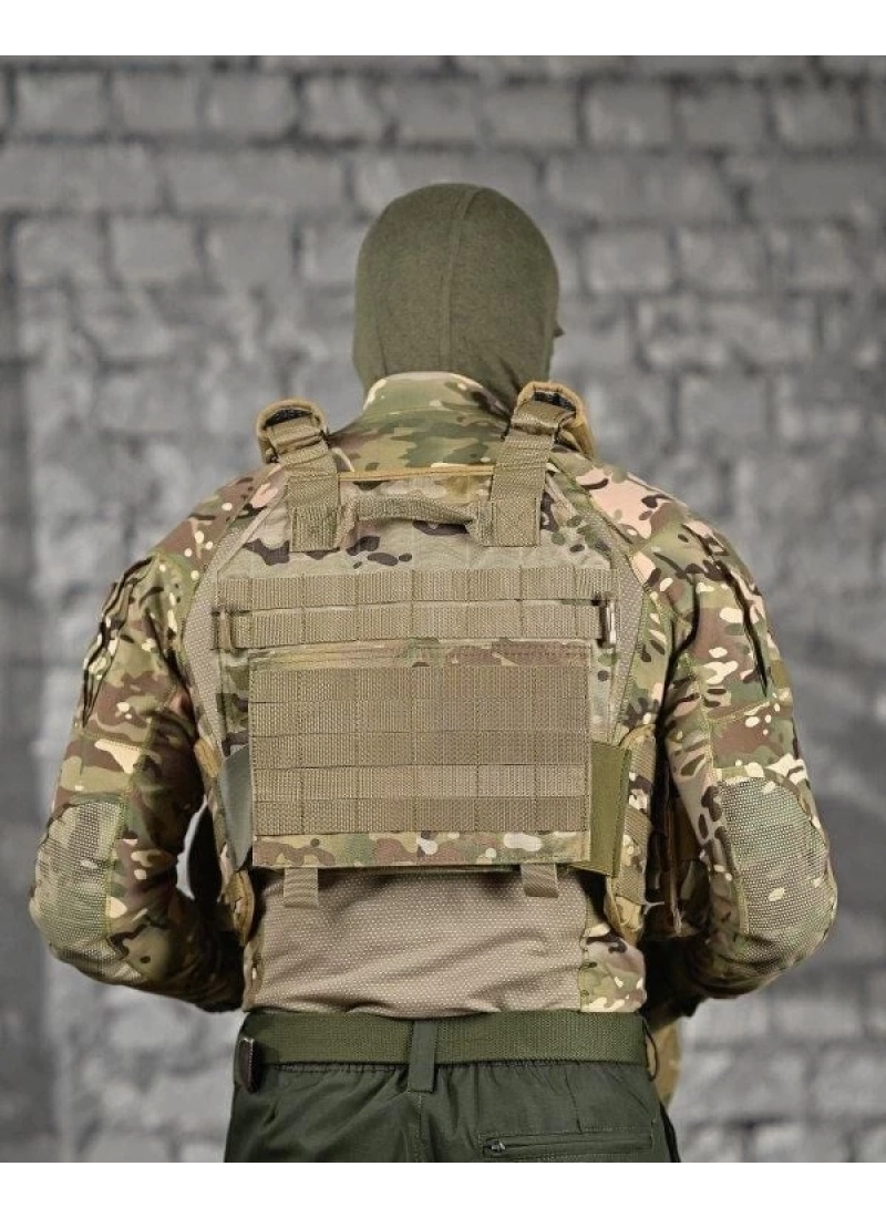 Multicam Kamuflaj Hücum Yeleği Askeri Airsoft Çek Kurtul Kasık Korumalı