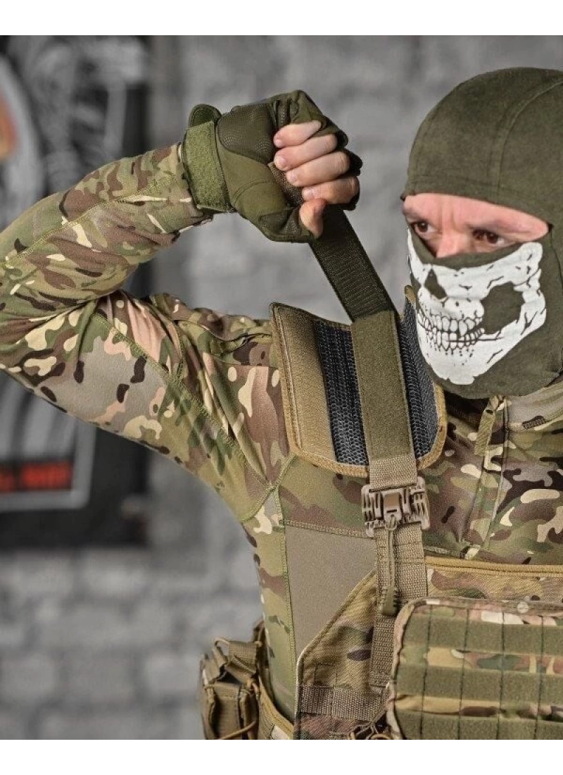 Multicam Kamuflaj Hücum Yeleği Askeri Airsoft Çek Kurtul Kasık Korumalı
