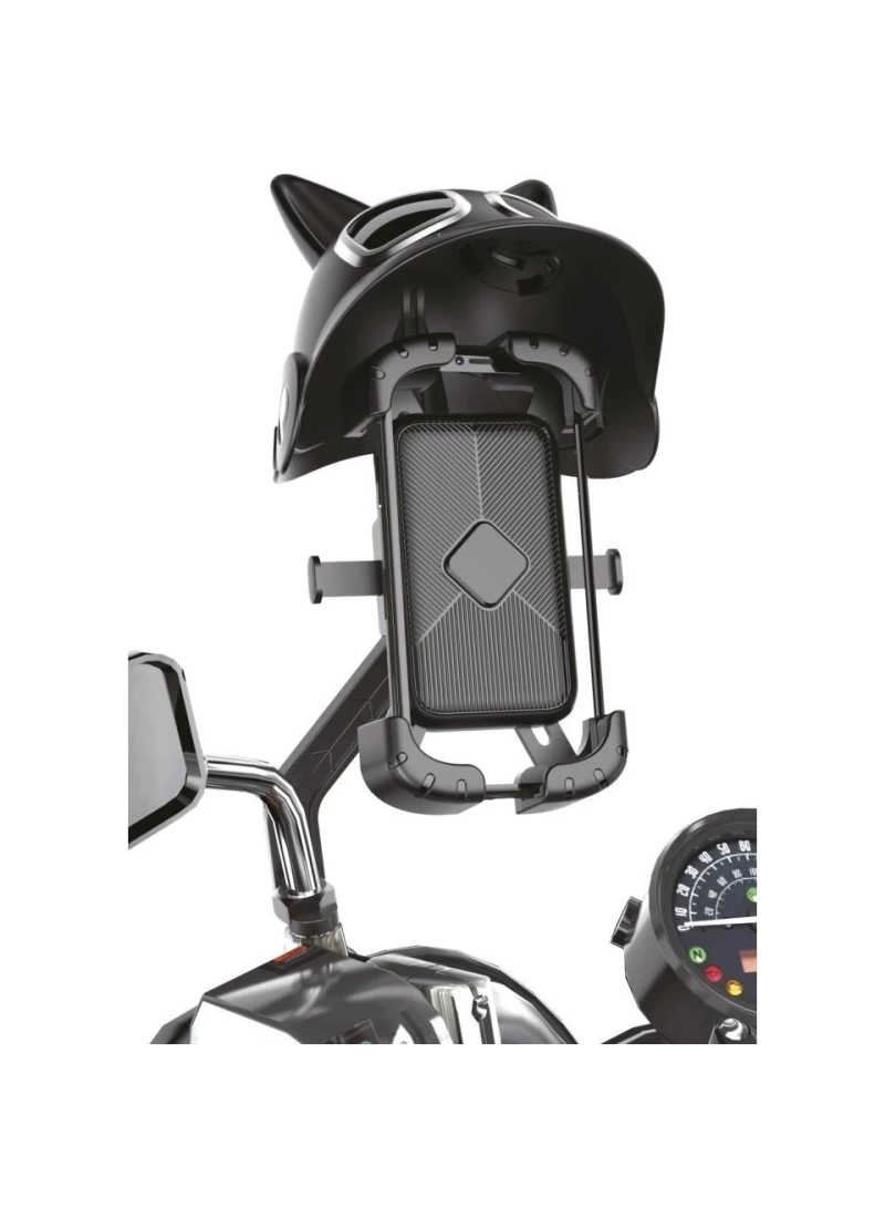 JX-047 Kedili Motorsiklet ve Bisiklet Telefon Tutucu Ayna Bağlantılı