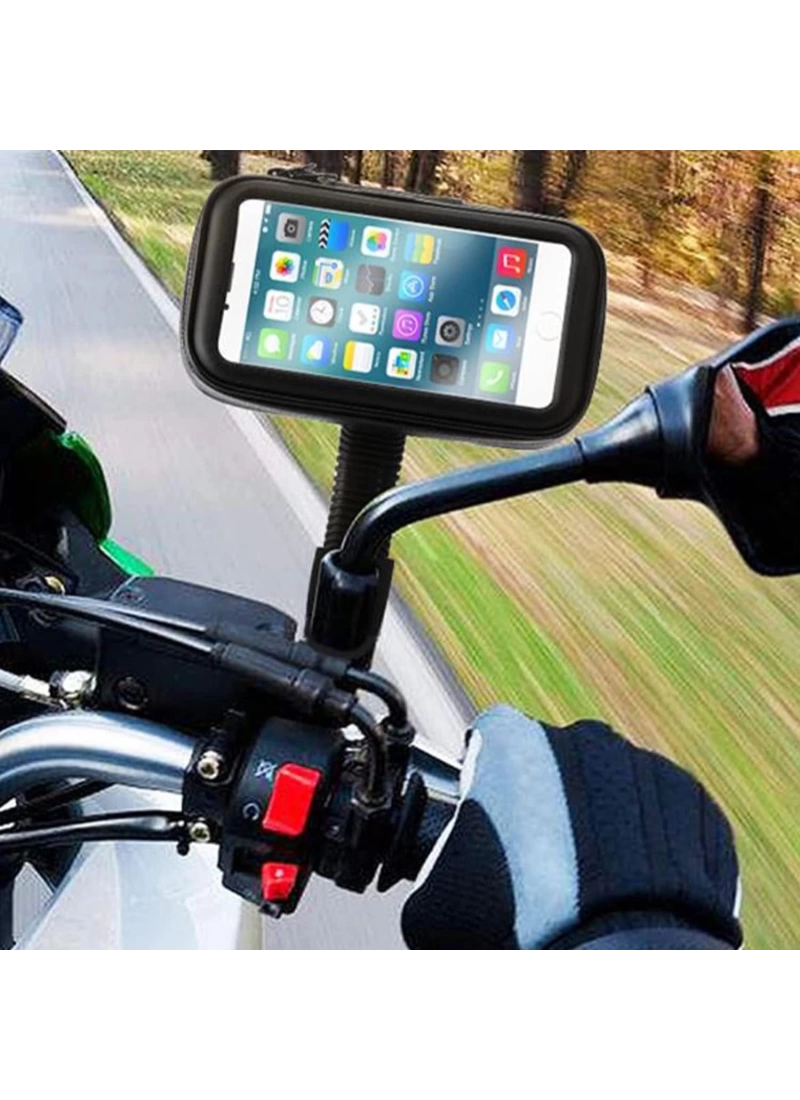 JX-100 XL 6.5 Motorsiklet ve Bisiklet Telefon Tutucu Ayna Bağlantılı