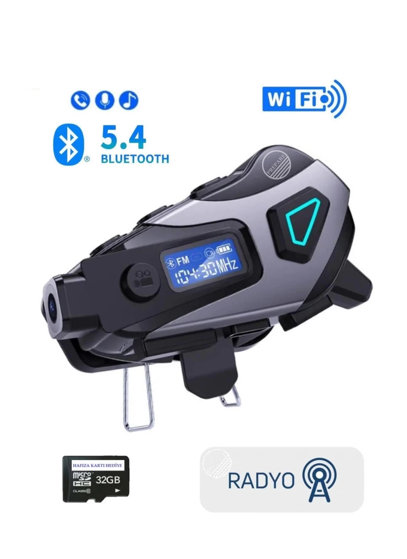K10 Motosiklet Kask Kameralı Fm Radyo Wifi 5.4 Kulaklık 1080P Su Geçirmez 32GB MicroSD Dahil