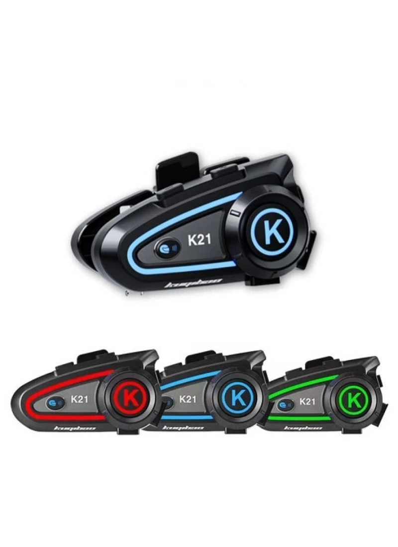 K21 intercom BT 5.3 1200mah 30H Ledli Asistanlı Gürültü Önlemeli IPX6 Waterproof Motosiklet Kask Kulaklığı