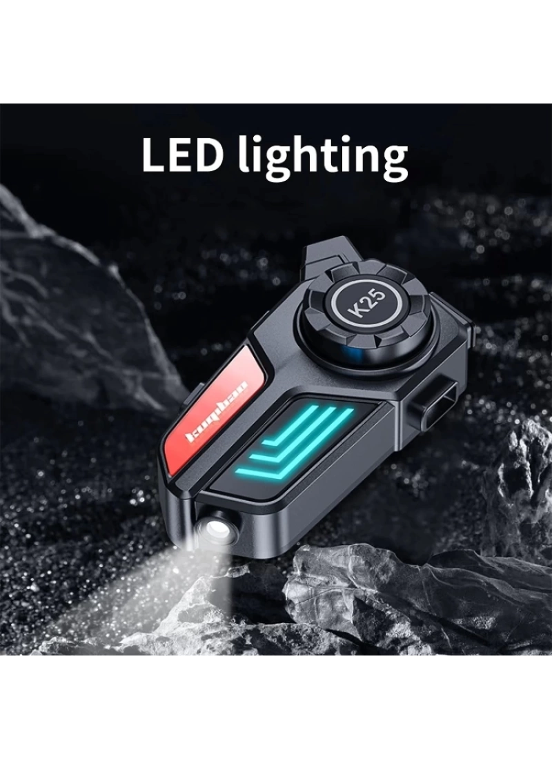 K25 2X BT5.3 intercom Led Fenerli Sesli Asistan Gürültü Engelleme Su Geçirmez Kask Kulaklığı