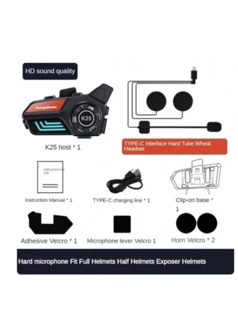 K25 2X BT5.3 intercom Led Fenerli Sesli Asistan Gürültü Engelleme Su Geçirmez Kask Kulaklığı