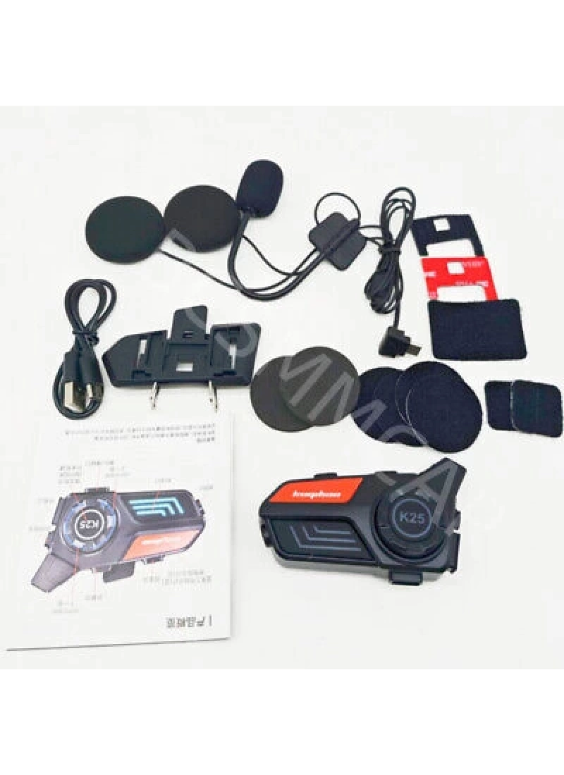 K25 2X BT5.3 intercom Led Fenerli Sesli Asistan Gürültü Engelleme Su Geçirmez Kask Kulaklığı