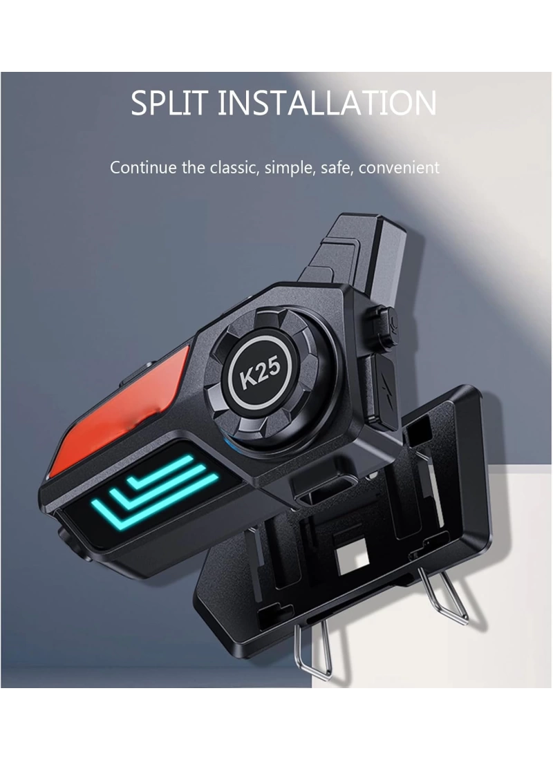 K25 2X BT5.3 intercom Led Fenerli Sesli Asistan Gürültü Engelleme Su Geçirmez Kask Kulaklığı
