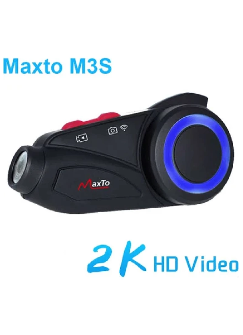 Maxto M3S Akıllı Kameralı BT 5.0 Kask intekom, FM, HD Video, Suya Dayanıklı, Geniş Açılı Lensli