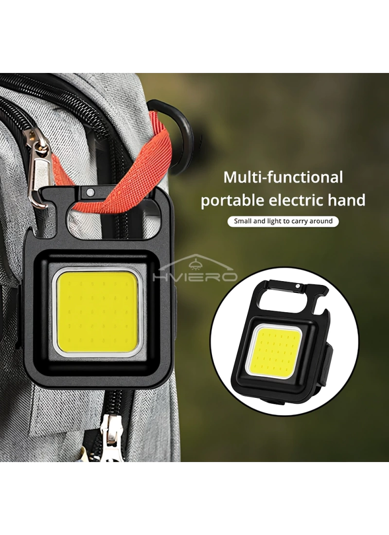 Mini El Feneri Anahtarlık Taşınabilir LED Şarj Edilebilir İş Acil Durum Cep Feneri Çok Fonksiyonlu Güçlü COB Açık Kamp Karabina