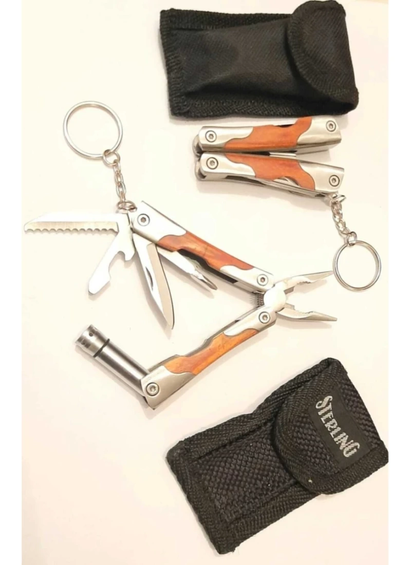 Mini Multitool Pense Fener Ahşap Saplı Çakı Bıçak