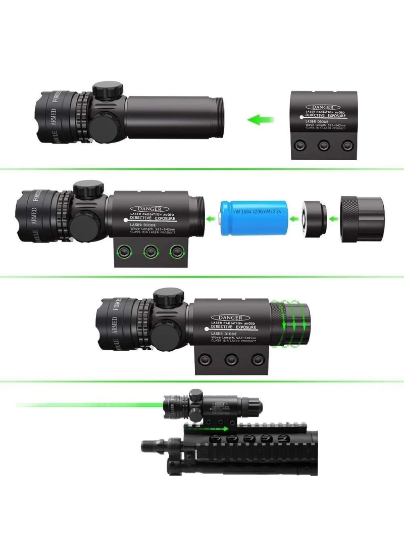 Pinty Hunting Rifle Green Laser Sight Dot Scope Adjustable with Mounts lazer