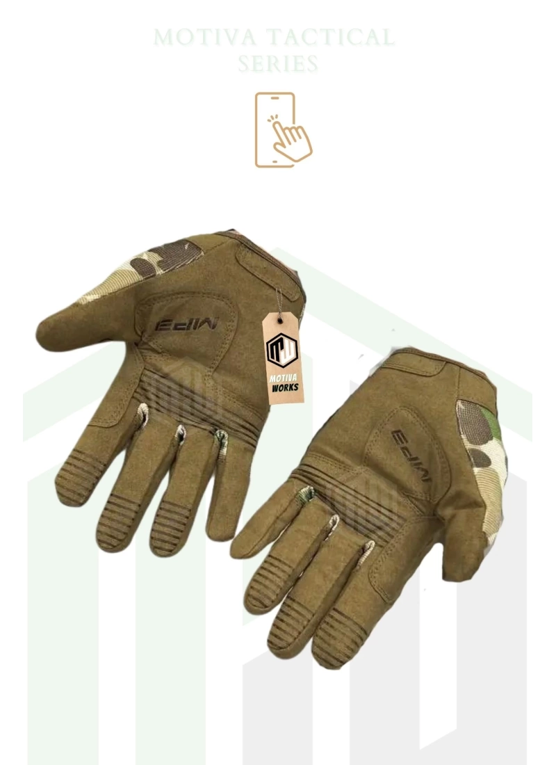 Motiva Taktik Kamuflaj Multicam Airsoft Motosiklet Askeri Eldiven