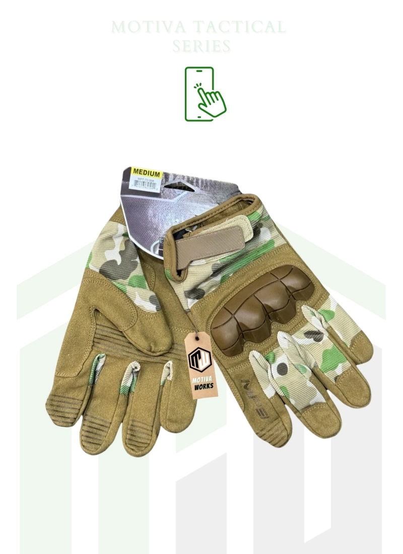 Motiva Taktik Kamuflaj Multicam Airsoft Motosiklet Askeri Eldiven