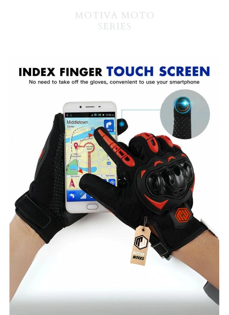 Motiva Works Siyah Unisex Motosiklet Eldiveni Dokunmatik M314B