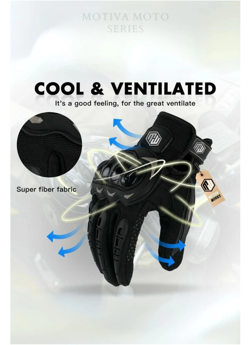 Motiva Works Siyah Unisex Motosiklet Eldiveni Dokunmatik M314B