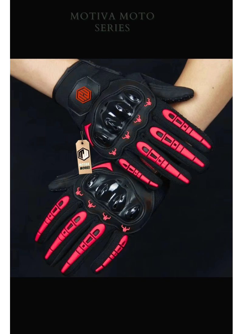 Motiva Works Sword Kırmızı Motosiklet Eldiveni Dokunmatik M313R