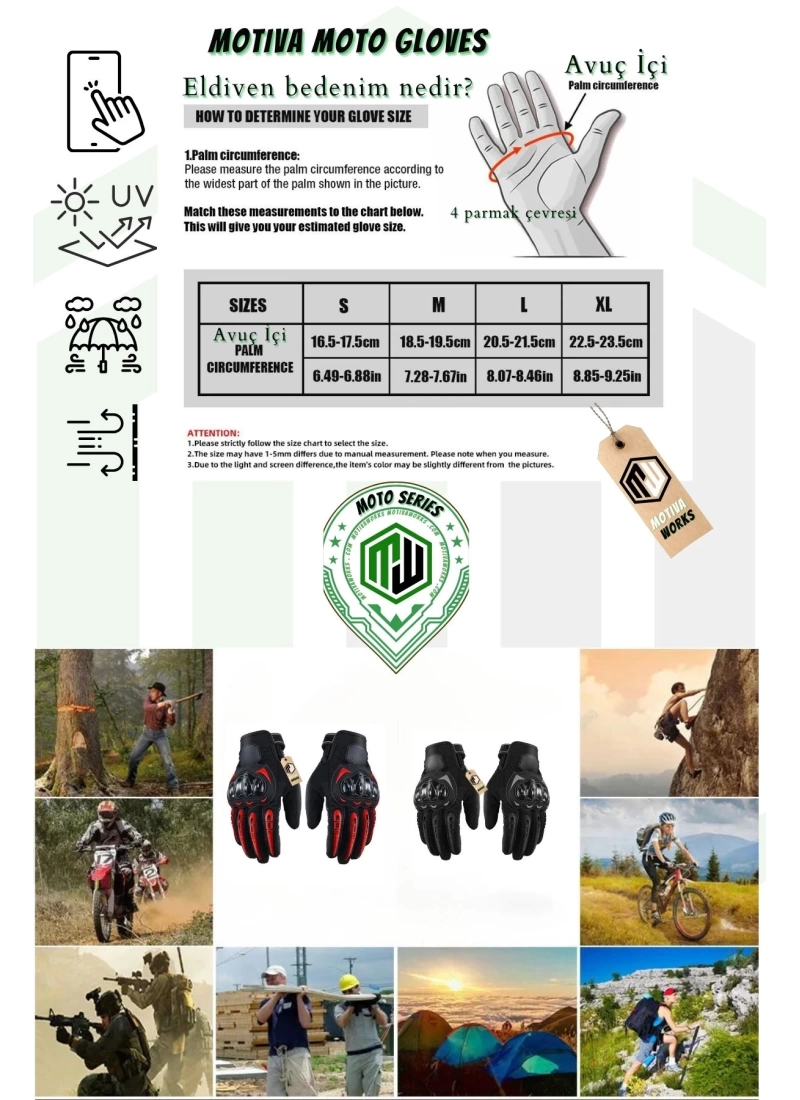 Motiva Works Sword Siyah Motosiklet Eldiveni Dokunmatik M313B
