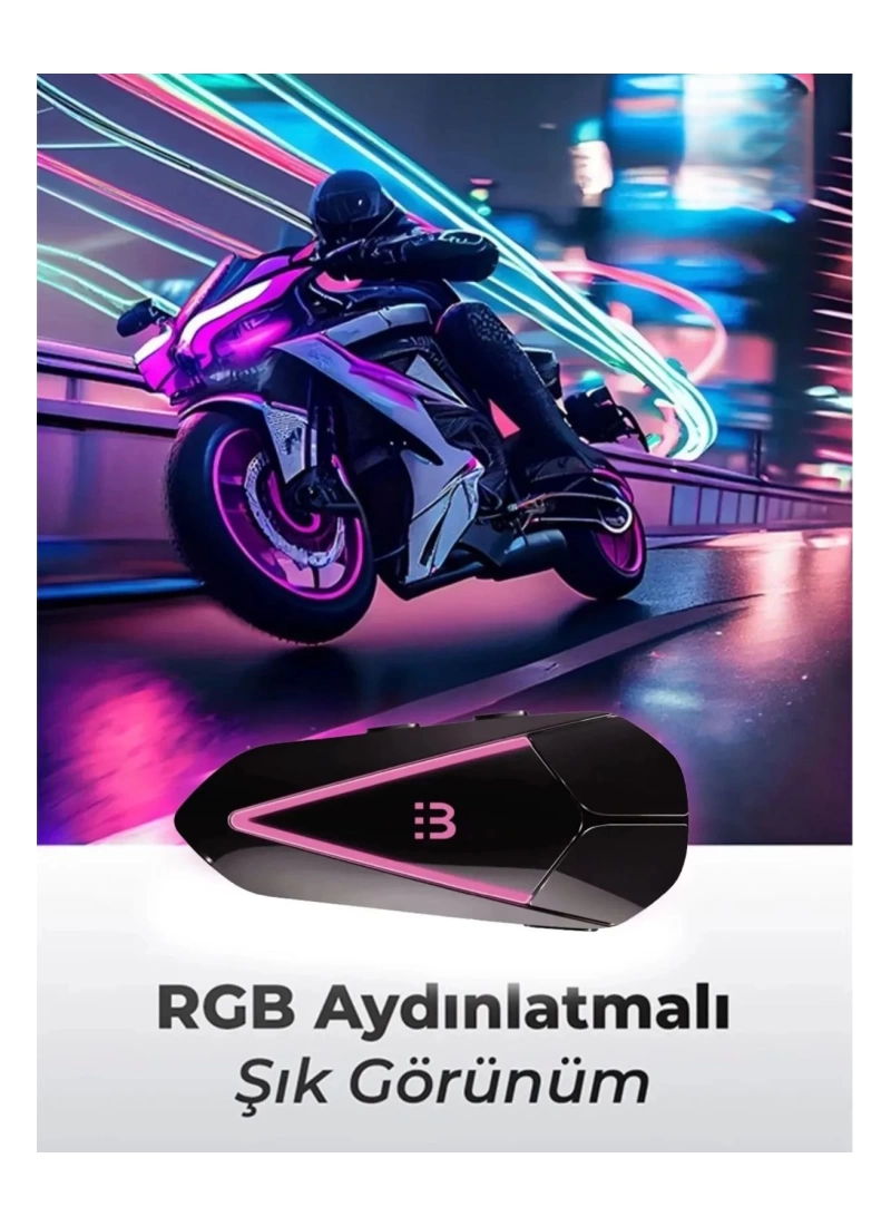 C60 2X Motosiklet Kask intercom Kulaklık RGB Işıklı Bluetooth 5.3 Çift Telefon Bağlantı Kask Kulaklığı Siyah