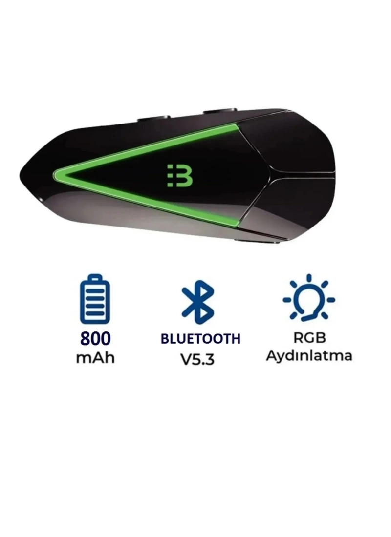 C60 2X Motosiklet Kask intercom Kulaklık RGB Işıklı Bluetooth 5.3 Çift Telefon Bağlantı Kask Kulaklığı Siyah