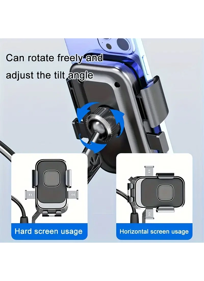 Motosiklet Bisiklet Scooter Telefon Tutucu Şok Emici 360 Dönebilen Otomatik Kavrama Pratik Açılma