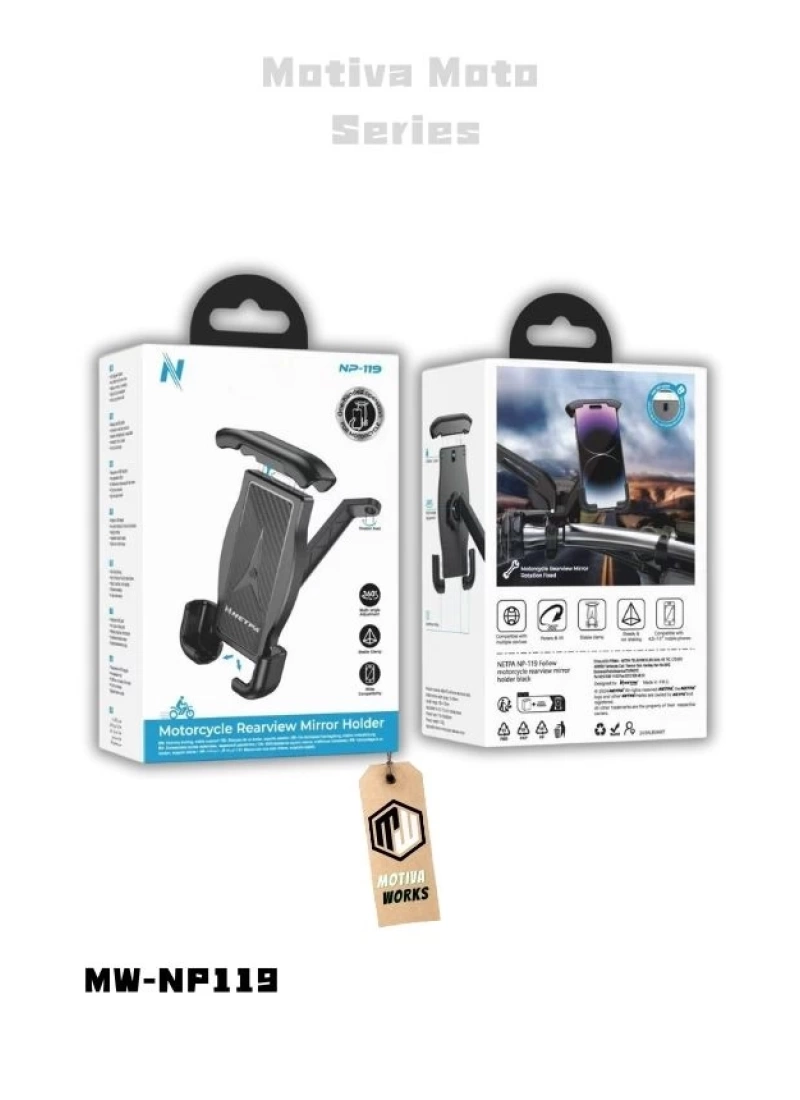 Motosiklet Telefon Tutucu Metal Güçlü Ayna Bağlantılı 4.5 ila 7.0 inch Oversize Evrensel Model MNP119