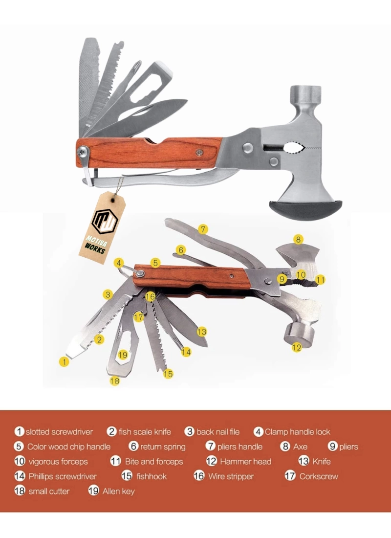 Multitool Çekiç Pense Balta 19 Fonksiyonlu Çakı Seti