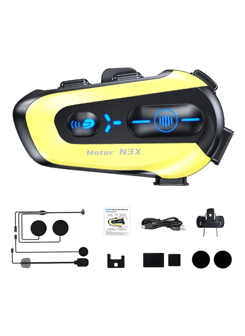 N3X Motosiklet Kask Bluetooth intercom Kulaklık – Bluetooth 5.4, IP56 Suya Dayanıklı, 1000mAh Uzun Ömürlü Batarya