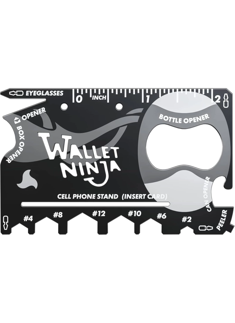 Wallet Ninja 18’i 1 Arada Kredi Kartı Boyutunda Multitool – Çakı, Açacak, Tornavida, Telefon Standı ve Daha Fazlası