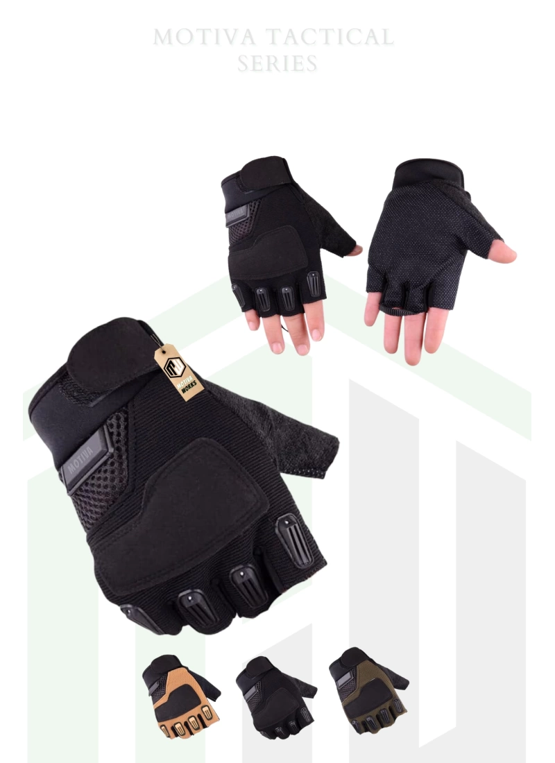 Outdoor Kamp Haki Yeşil Spor Bisiklet Motosiklet Taktik Kısa Yazlık Spect Eldiven