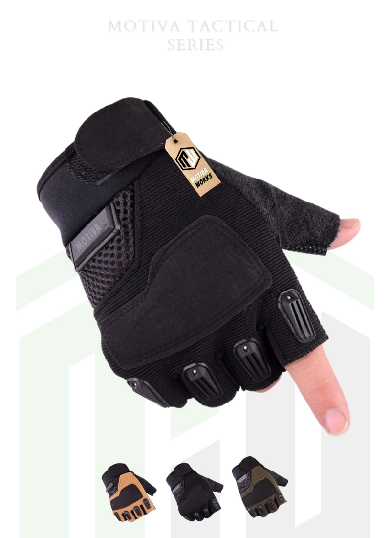 Outdoor Kamp Haki Yeşil Spor Bisiklet Motosiklet Taktik Kısa Yazlık Spect Eldiven