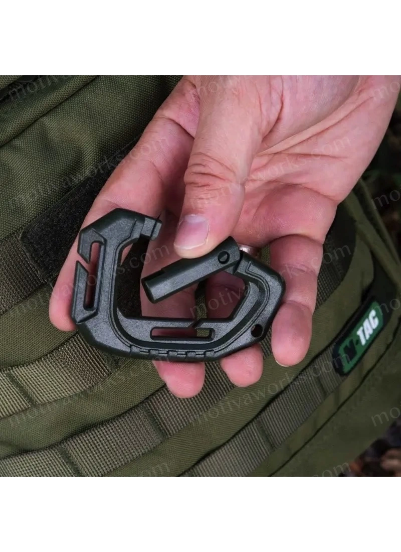 Molle Plastik Karabina Haki Yeşil Taktik Anahtarlık Çok Amaçlı