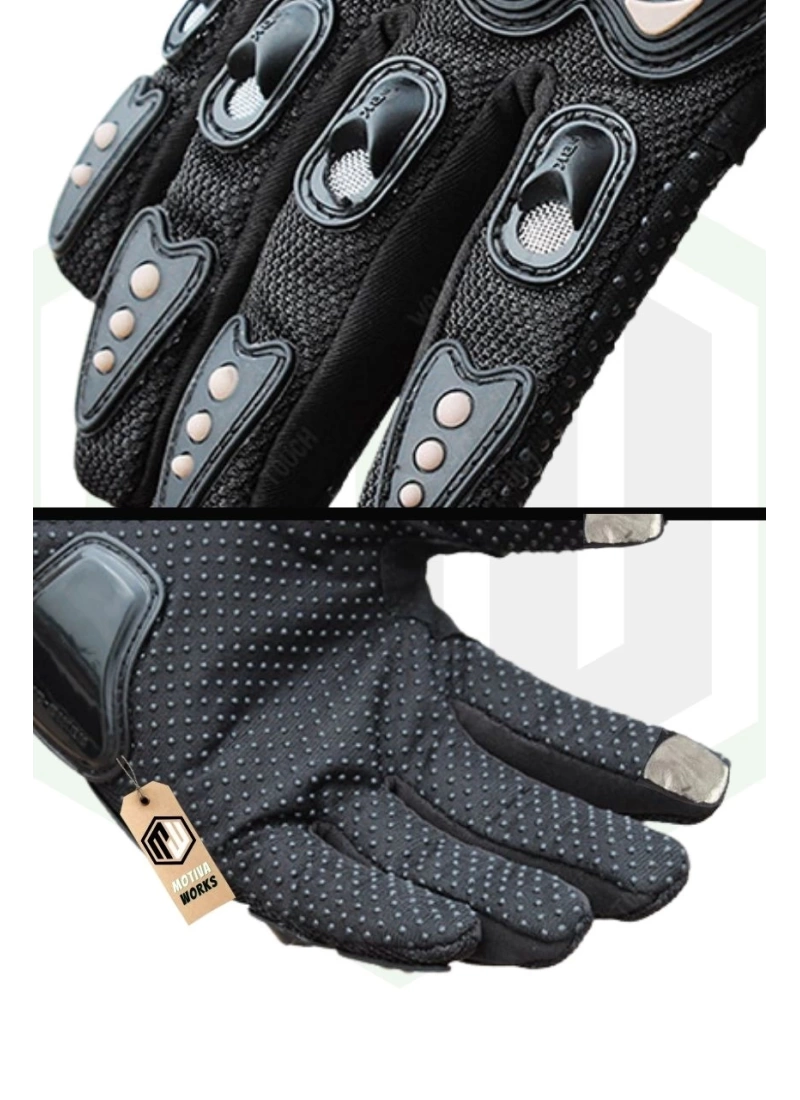 ProBiker Mpro Motosiklet Eldiveni Siyah 3 Mevsim Korumalı Standart Elastik Kumaş