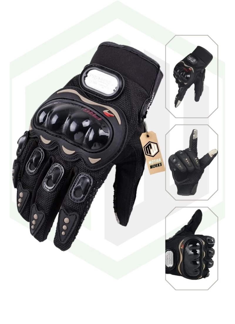 ProBiker Mpro Motosiklet Eldiveni Siyah 3 Mevsim Korumalı Standart Elastik Kumaş