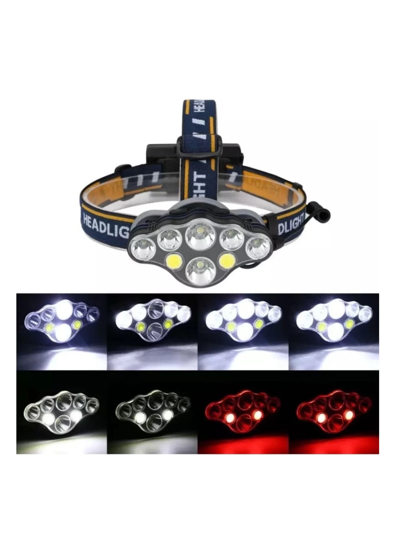 Kafa Lambası Güçlü Usb Şarjlı Pro 8 Mod 6000 Lümen 8 Led Su Geçirmez Kamp Afet