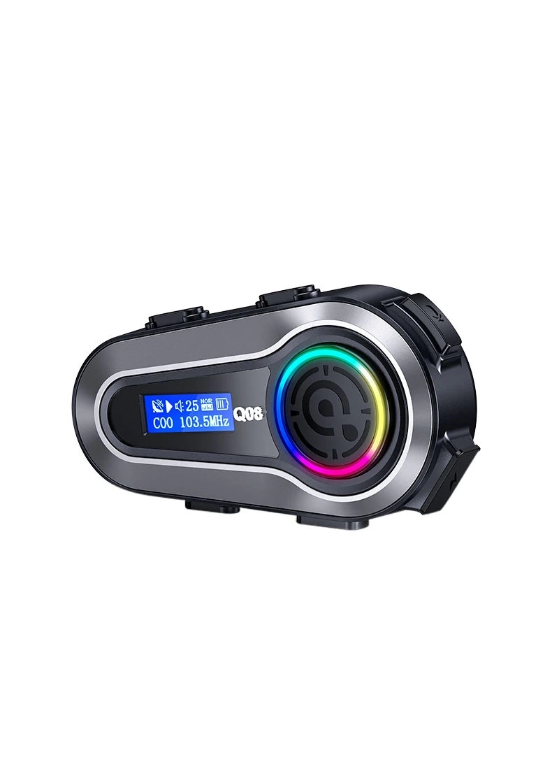 Q08 Kask Kulaklık FM LCD Ekranlı RGB Işıklı Motosiklet Bluetooth Kulaklık – IPX67 Su Geçirmez Gürültü Azaltma 1000mAh