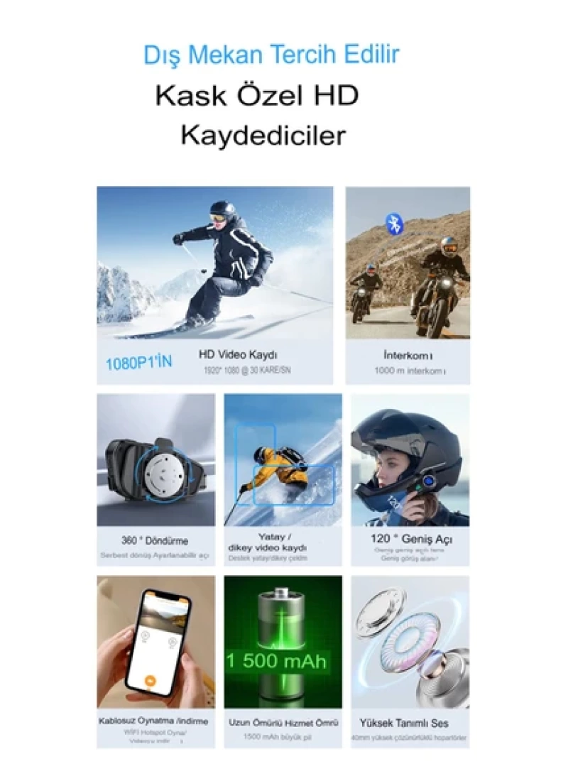 Q28 Motosiklet Kask Bluetooth Kulaklık 1080p Kamera Interkom Kulaklık Su Geçirmez Intercom
