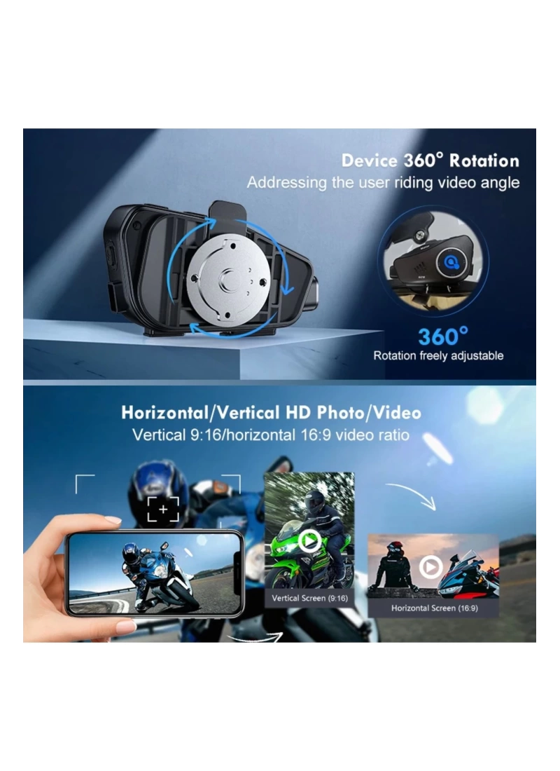 Q28 Motosiklet Kask Bluetooth Kulaklık 1080p Kamera Interkom Kulaklık Su Geçirmez Intercom