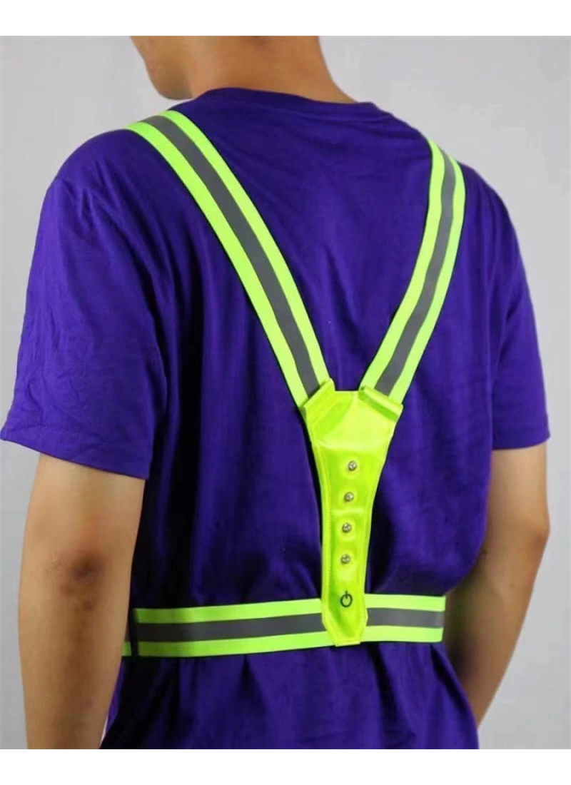 Reflektif Işıklı Yelek Sarı Fosforlu Neon Bisiklet, Motosiklet,Scooter Gece İkaz Uyarı Yeleği
