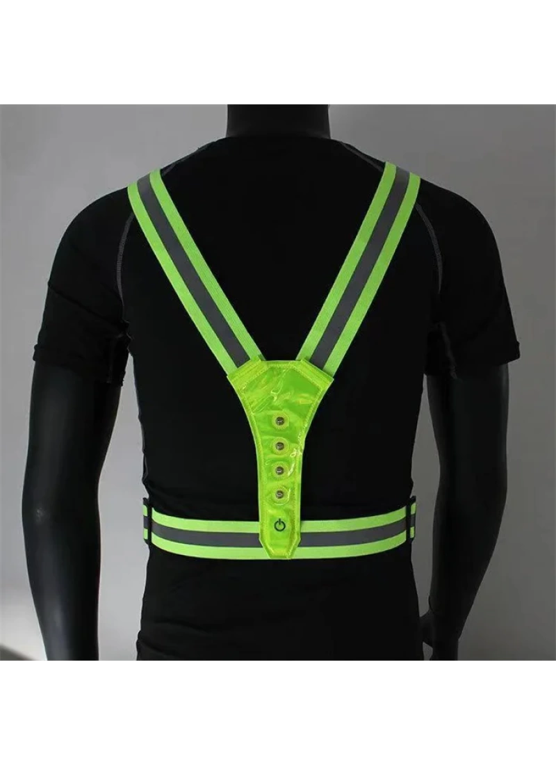Reflektif Işıklı Yelek Sarı Fosforlu Neon Bisiklet, Motosiklet,Scooter Gece İkaz Uyarı Yeleği