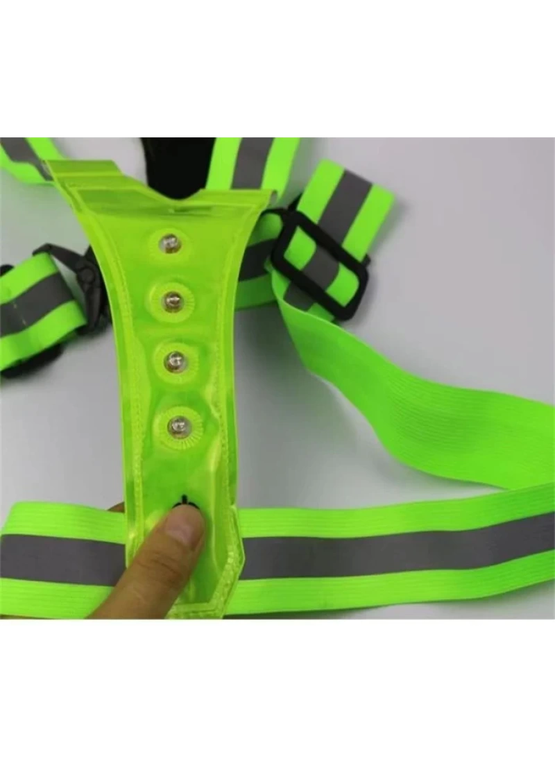 Reflektif Işıklı Yelek Sarı Fosforlu Neon Bisiklet, Motosiklet,Scooter Gece İkaz Uyarı Yeleği