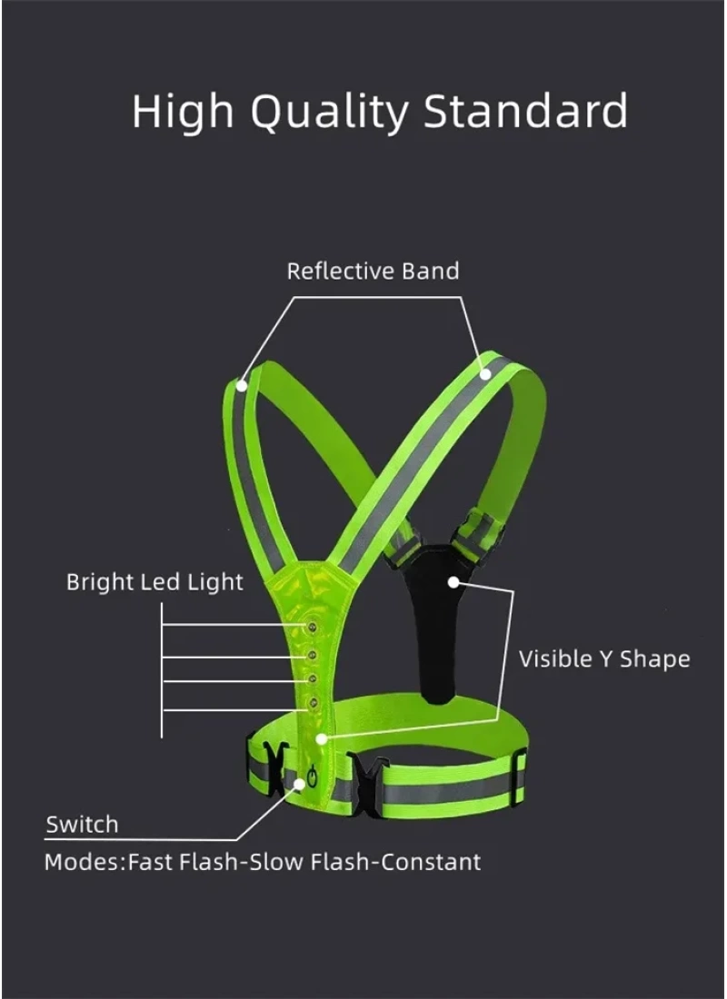 Reflektif Işıklı Yelek Sarı Fosforlu Neon Bisiklet, Motosiklet,Scooter Gece İkaz Uyarı Yeleği