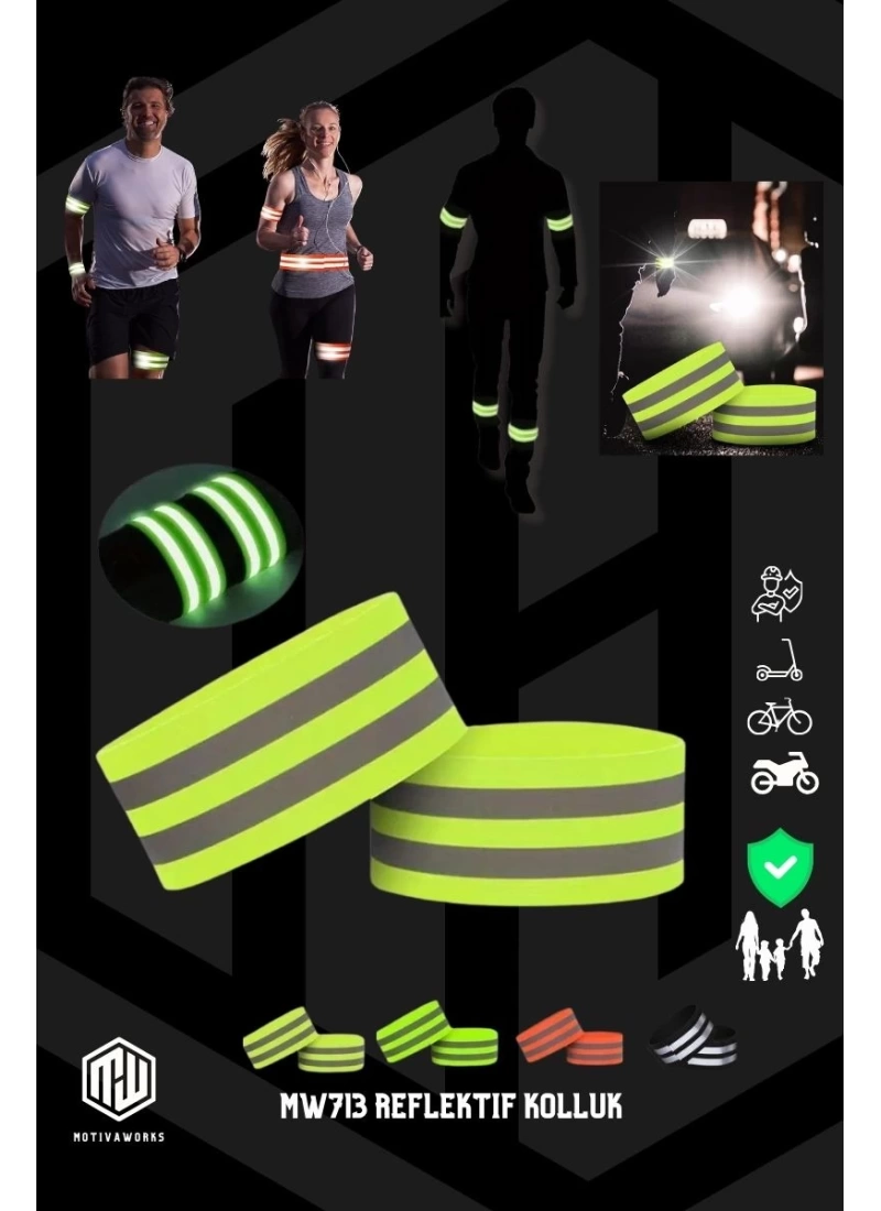 High Visibility Reflective Bands - Nylon Blend Safety Arm Straps for Night Cycling, Running, Walking - Comfortable Snap Bracelet for Maximum Visibility and Security