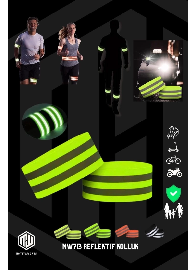 Reflective Sleeve Leg and Waist Green Phosphor Neon Bicycle, Motorcycle,Scooter Night Warning Warning Tape