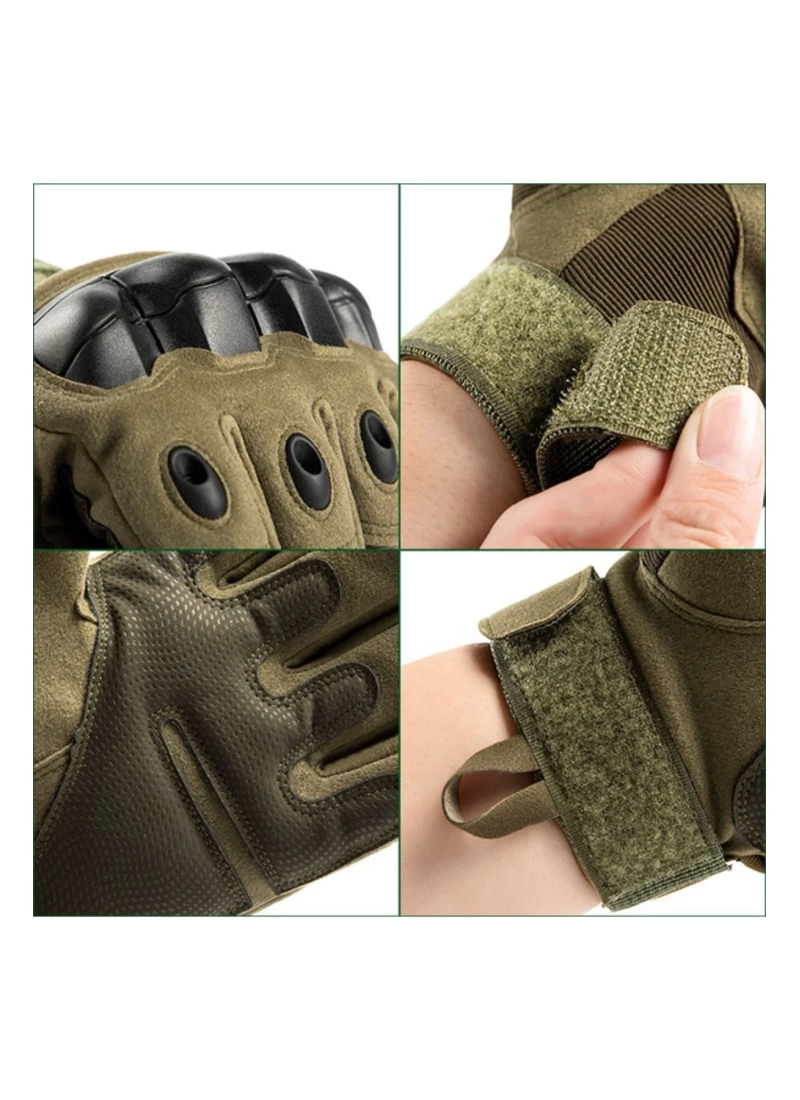 Taktik Combat Motorsiklet Eldiveni Flexshield Full Koruma Haki ( Yeşil )