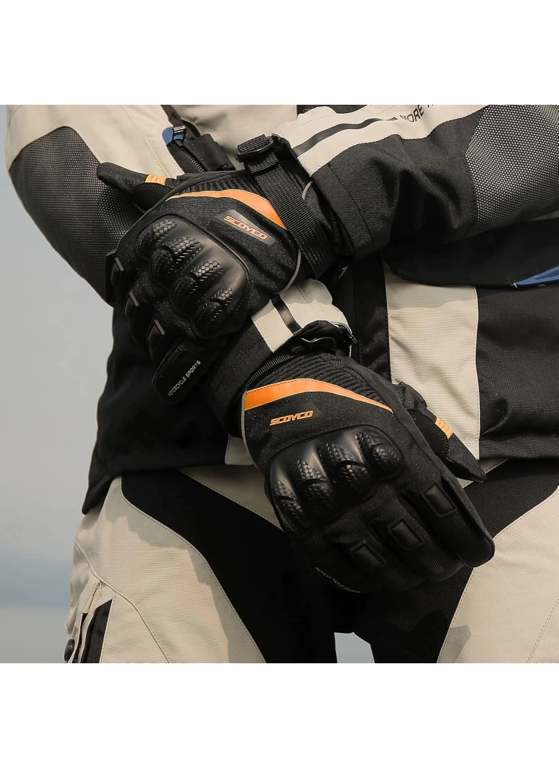 Scoyco MC83 WaterProof Kışlık Motosiklet Eldiveni Silecekli (Turuncu)